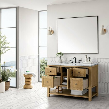 James Martin Vanities Breckenridge 48in Single Vanity, Light Natural Oak w/ 3 CM Carrara Marble Top 330-V48-LNO-3CAR